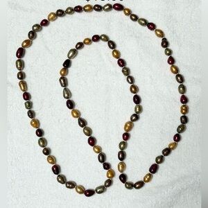 1 long necklace multi-colored genuine Fresh Water Pearls